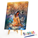 Girl and Wolf Oil Paint By Numbers Kits DIY Craft Coloring Drawing Home Decor