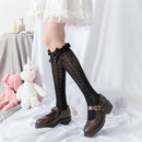 College Style Ultra-thin Bow Lolita Lace Socks High Tube Stockings Knee Socks