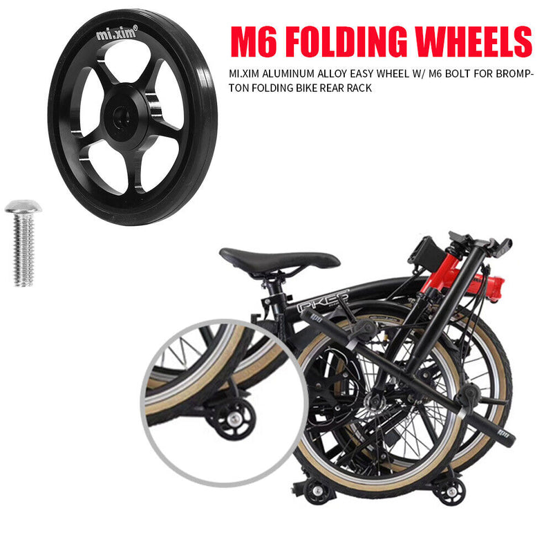 Mi.Xim Aluminum Easy Wheel with M6 Bolt for Brompton Folding Bike (Black) Newly