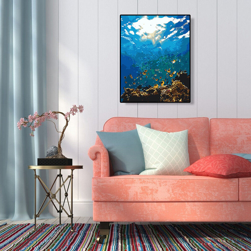 DIY Digital Canvas Underwater World Handpainted Drawing By Number Kits Art Craft
