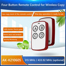 AK-K210605 315MHz 4 Buttons Learning Copy Remote Controller (White Red)