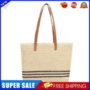 Summer Straw Shoulder Bags Women Striped Woven Beach Shopper Handbag (1)