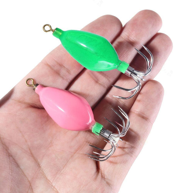 Hard Bait Luminous Squid Jig Hook 50.6g Octopus Fishing Tackle (Green)