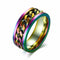 Wedding Party Stainless Rotatable Chain Ring Titanium Steel Spinner Band Rings