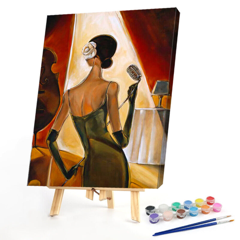 Women Singer Wear Dress Frameless Digital Paint Hand Painted Oil Picture Deco