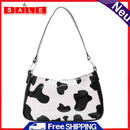 Fashion Cow Printed Women Handbag Retro PU Leather Zipper Shoulder Underarm Bags