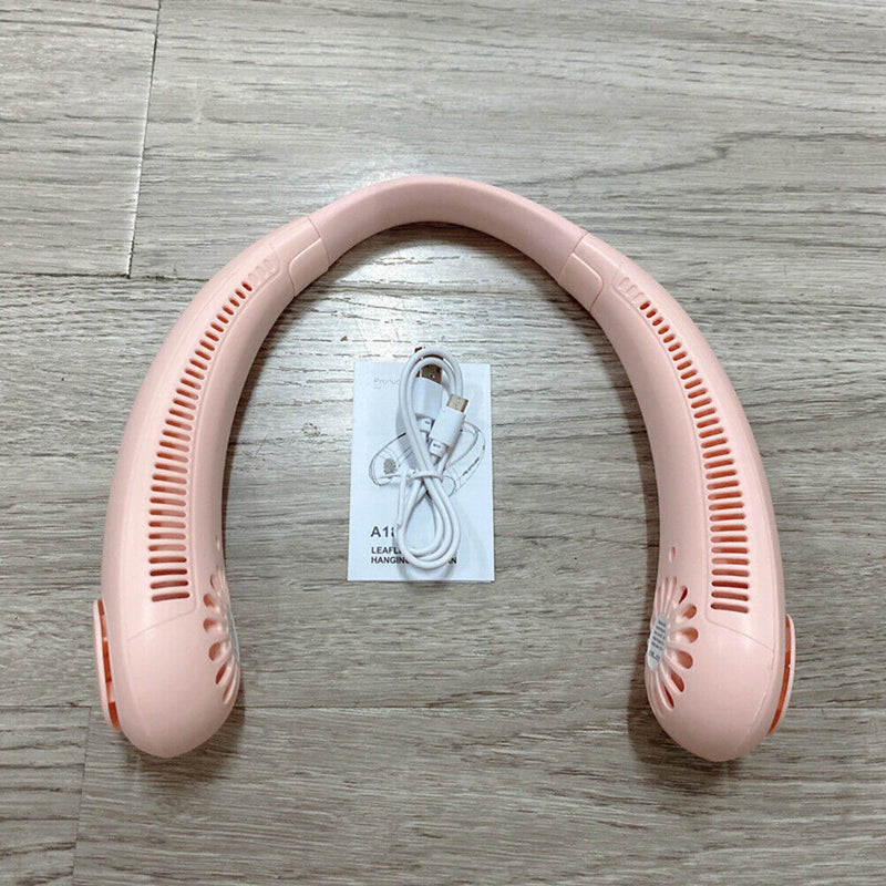 Portable Hanging Neck Fan Air Cooling Bladeless Wearable Lazy Fan (Pink)