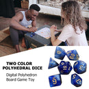 7pcs/Set Dichromatic Dices Digital Polyhedron Starry Sky Dice (Blue White) Newly
