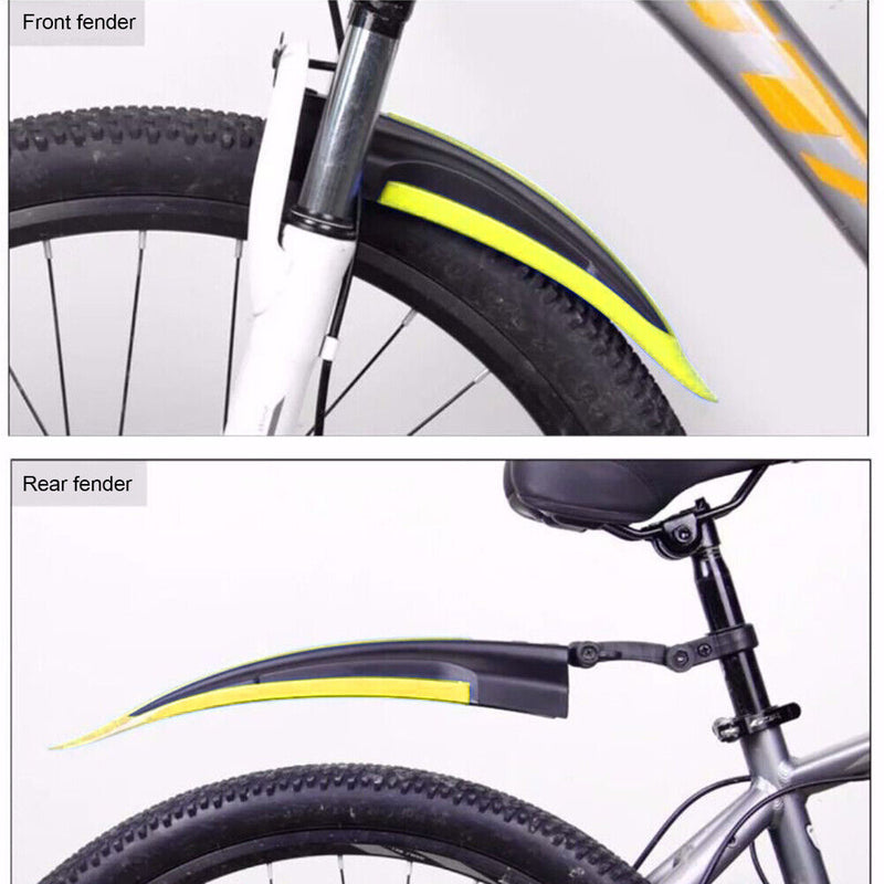 2pcs MTB Bike Mudguard Wings Set Cycling Bicycle Front Rear Fender (Yellow)