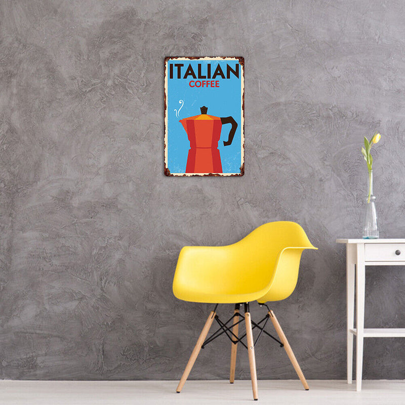 Tin Plates Wall Signs Retro Painting Italian Coffee Metal Plate Poster for Bar