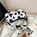 Women Casual Nylon Handbags Purse Ladies Cow Milk Zipper Totes Shoulder Bags