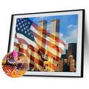 5D DIY Full Round Drill Diamond Painting National Flag Twin Towers Mosaic Art