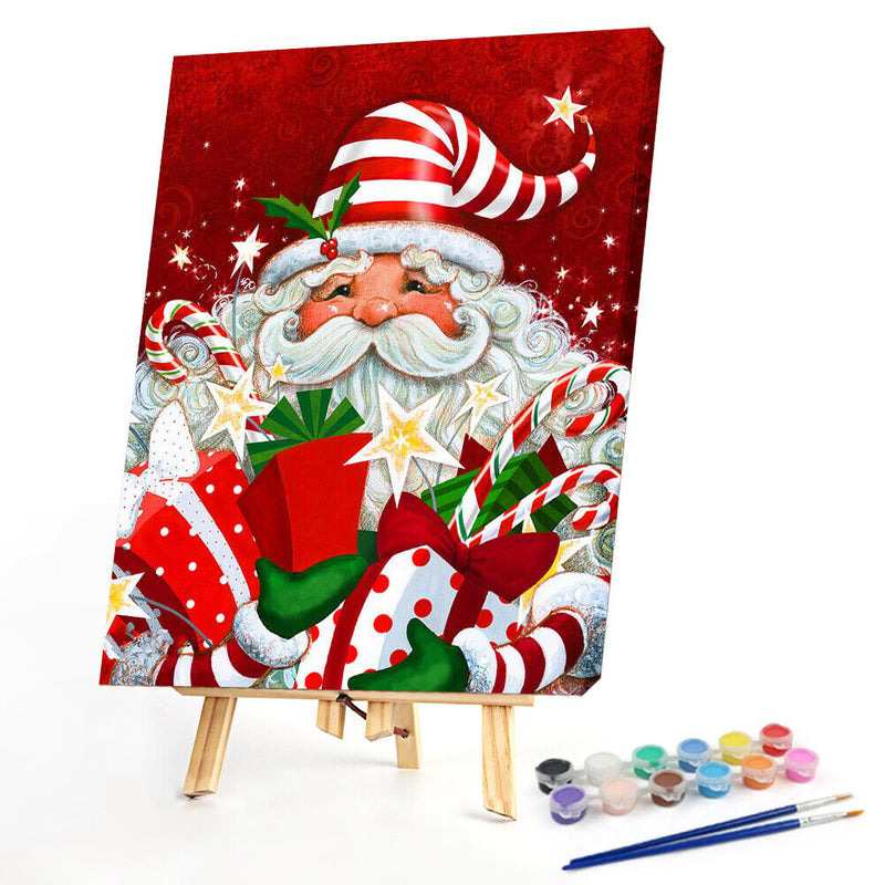 Paint By Numbers Kit DIY Gift Santa Claus Colouring Oil Art Picture Craft