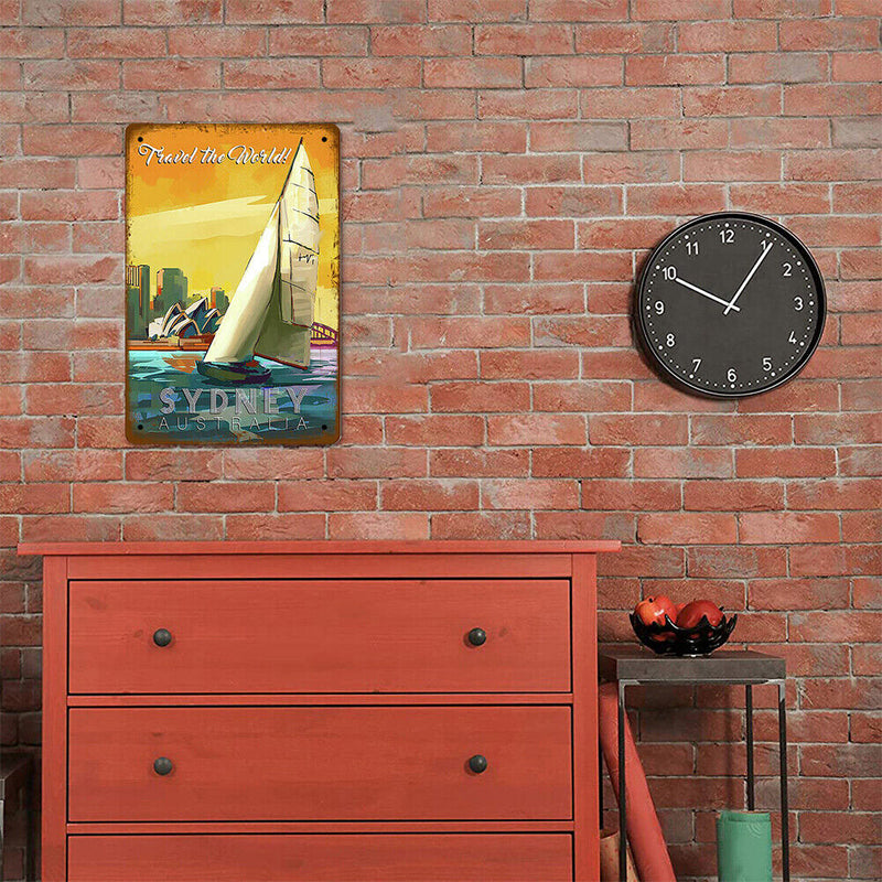 Sailboat at Sea Metal Plate Tin Sign Plaque for Bar Pub Club Cafe Iron Paintings