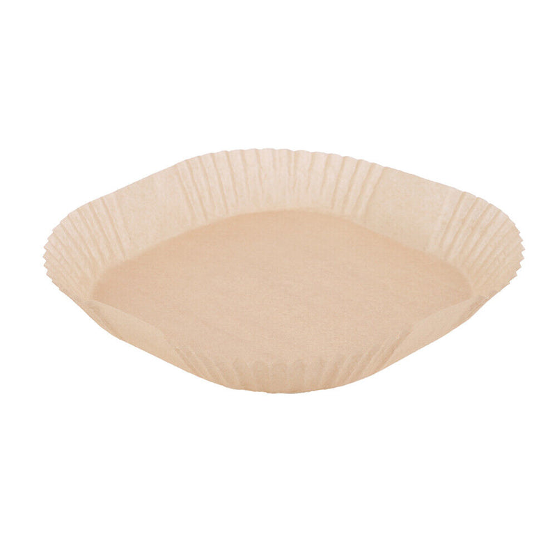 50pcs Air Fryer Parchment Liners Wood Pulp Steamer BBQ Baking Paper (Brown)