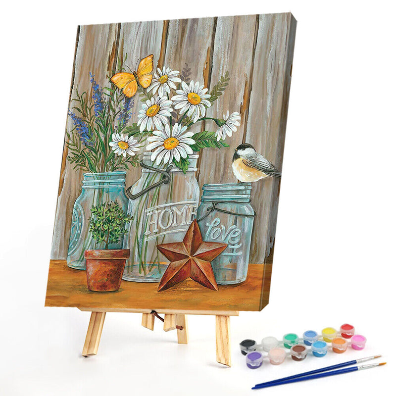 Home Flower Oil Paint By Numbers Kits Canvas Picture DIY Home Decoration Gift