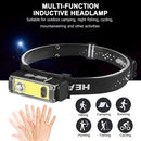 LED Strong Floodlight Headlight Smart Sensor Rechargeable Headwear Flashlight