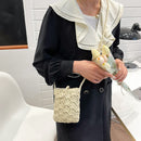 Straw Messenger Bag Boho Beach Hollow Shoulder Small Phone Purse (Beige)