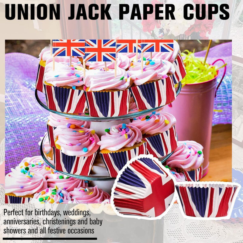 50 Union Jack Cupcake Cases Baking Supplies Muffin Cake Platinum Jubilee Q9A5
