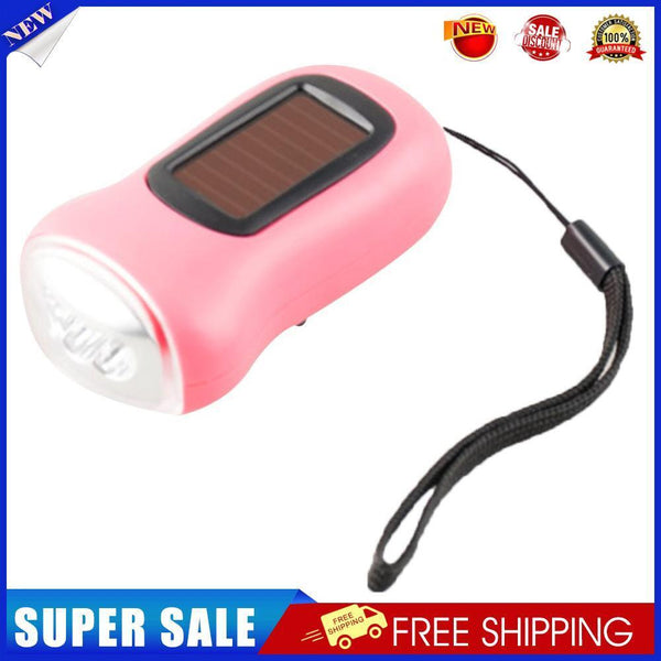 Hand Crank Solar Dynamo Torch Lamp Outdoor Emergency LED Flashlight (pink)