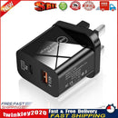 25W QC3.0+PD Dual Port Type-C Phone Fast Charger Charge Adapter (UK Black) Newly