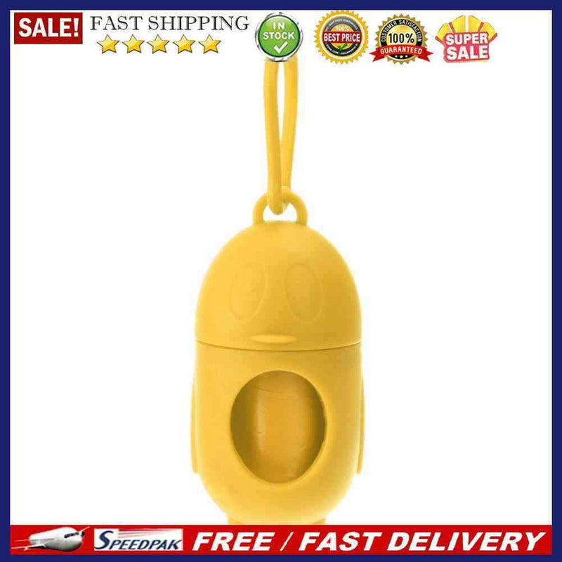 Penguin Pill Shape Pet Dog Poop Bag Dispenser Waste Garbage Bag Set (Yellow