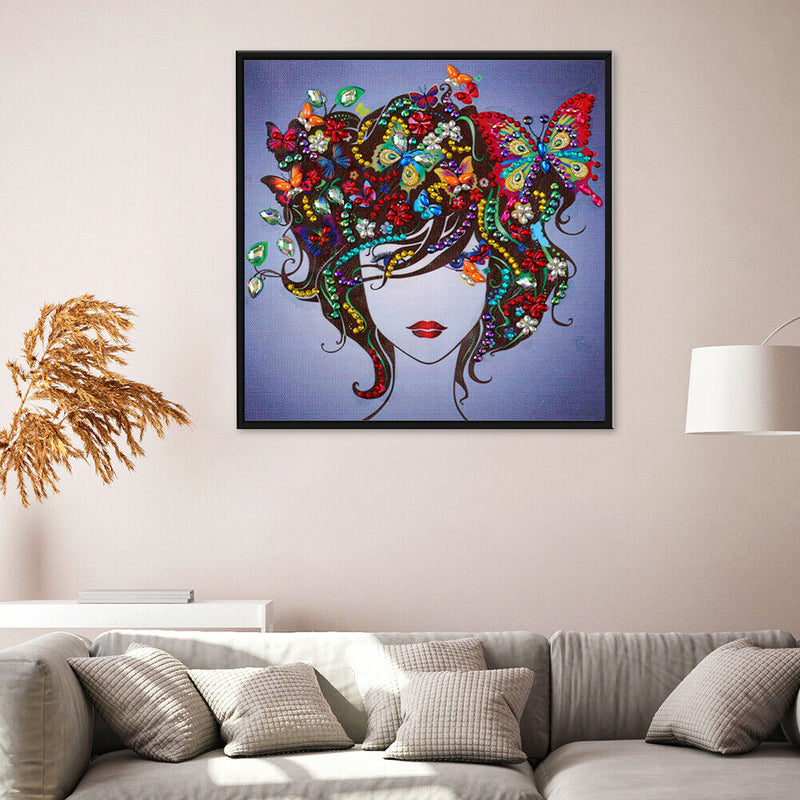 5D DIY Part Drill Diamond Painting Short Hair Girl Special Shaped Picture
