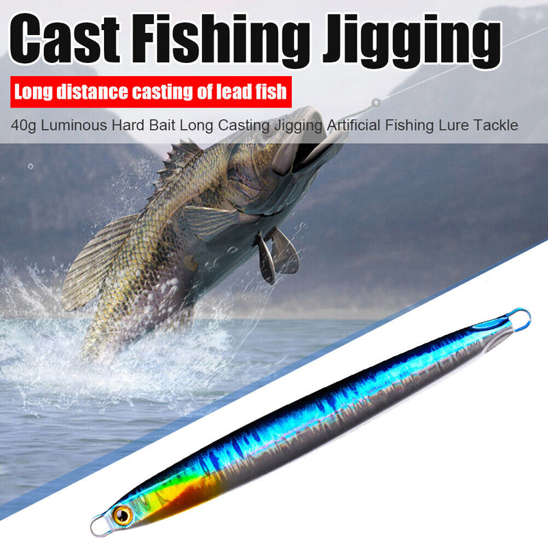 40g Hard Metal Lead Casting Jig Fishing Lure Jigging Luminous Artificial Baits