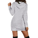 Women Hooded Tops Long Sleeve Print Loose Casual Long Section Pocket Pullovers