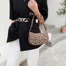 Retro Plaid Print Nylon Shoulder Bags Women Underarm Tote Handbag (Leopard)