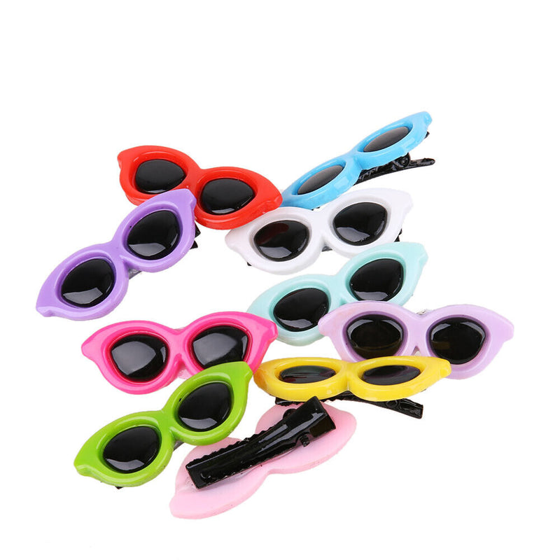10pcs/Set Plastic Pet Sunglasses Hairpin Headdress Dog Hair Clip Pets Head Newly