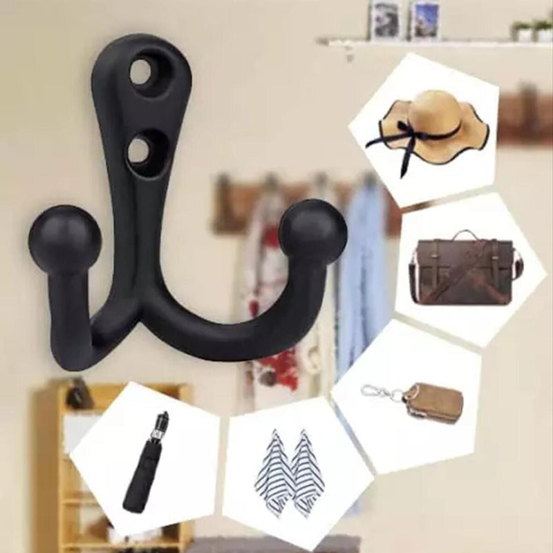 5x Double Robe Hook Heavy Duty Coat Hooks Wall Mounted for Hat hardware/