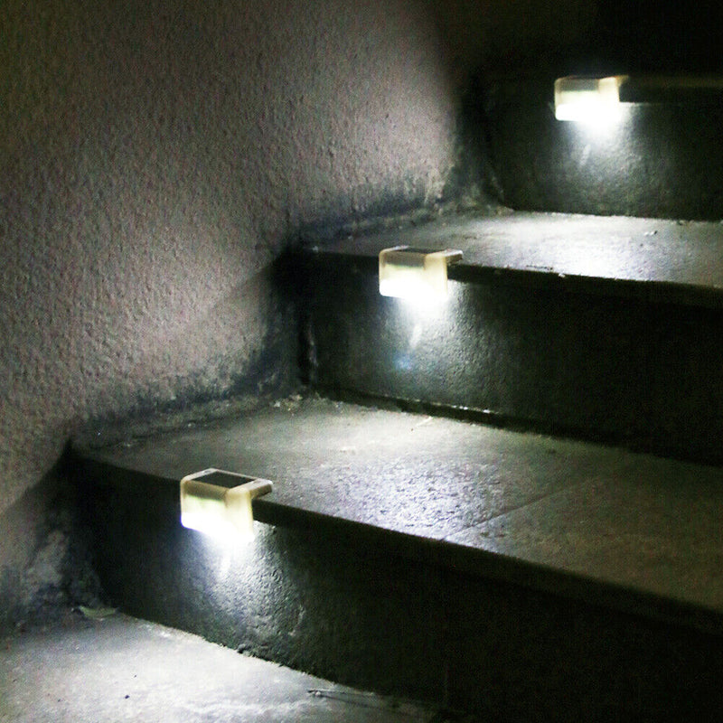 4pcs LED Outdoor Solar Wall Stair Light IP65 Porch Garden Lamp (Cold White)