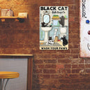 Washroom Black Cat Metal Plate Tin Sign Retro Iron Painting Wall Art Home Poster