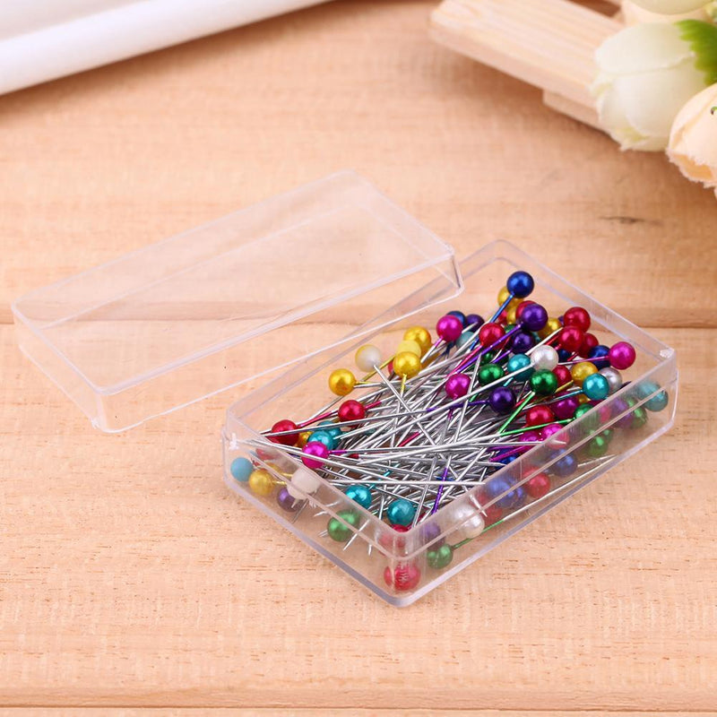 100pcs 4cm sewing head pin round straight bead needles stainless steel + PVC multicolor N