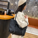 Women Shoulder Handbag Woven Strap Top-handle Bag Big Capacity Tote (Black)