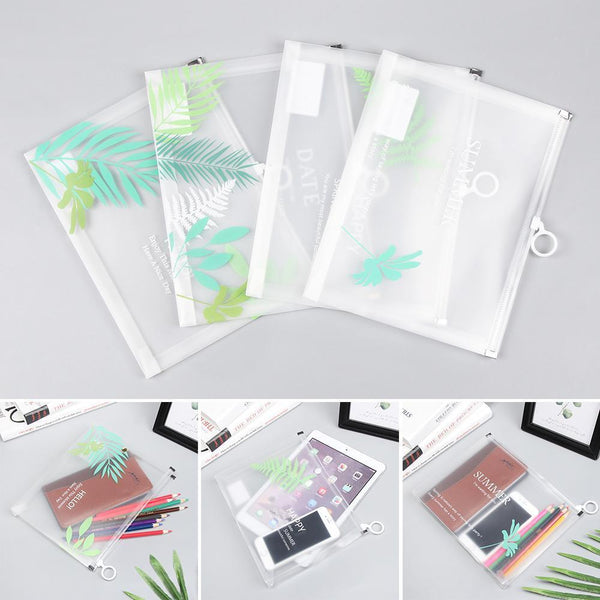 zipper Waterproof Pencil Case Paper Holder Transparent Document Bag File Folder