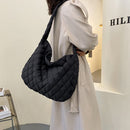 Women Retro Checkered Shoulder Bag Female Quilted Crossbody Bags (Black)