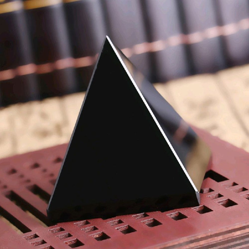 Desktop Ornament Healing Stone Obsidian Pyramid Reiki Energy Mineral Specimen