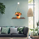 Wood Swing Hanging Rope Plant Pot Rack Indoor Outdoor Decor Shelves (B)