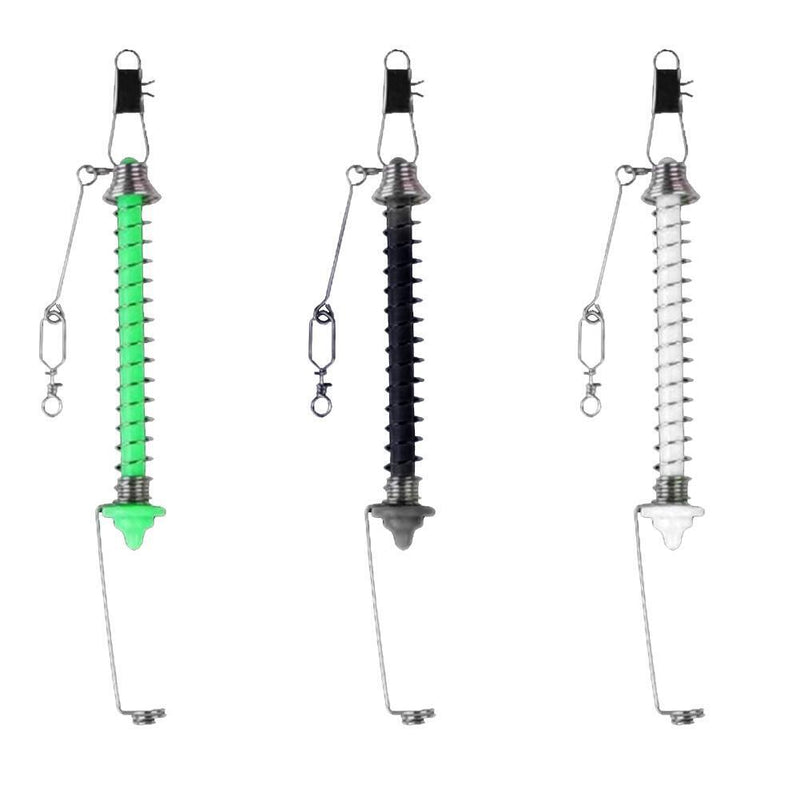 Fishing Hooks Automatic Spring Catch Ejection Jig Head Lure Tackle (White)