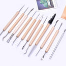 11pcs DIY Wood Handle Modeling Clay Sculpting Pottery Carving Tools Set