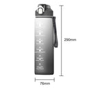 Plastic Water Bottle with Time Marker Sports Leakproof Drink Cup (Grey) Newly