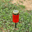 Solar Power Grave Lawn Light Flameless Electronic LED Candle Lamp (Red) Newly