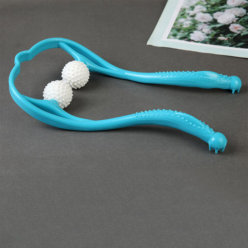 Manual Cervical Spine Massager Massage Pain Relief Neck Roller (Blue) Newly