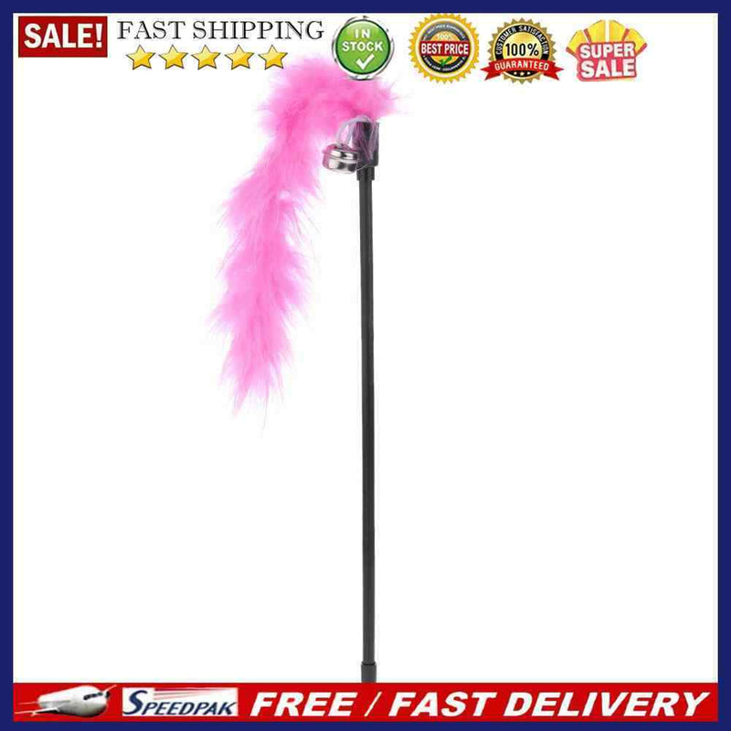 Pet Teaser Feathers Bell Stick Cats Catcher Interactive Wand Toys (Pink)