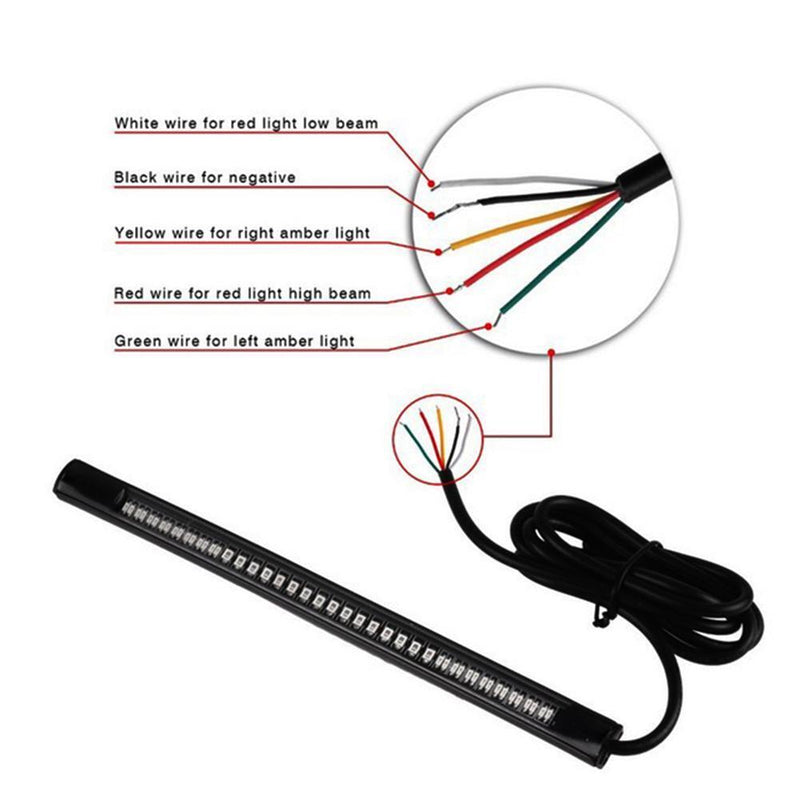 48LED Motorcycle Turn Signal Brake Light Strip for Off-road Vehicles Refitted