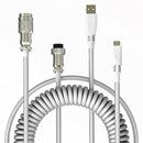 Mechanical Keyboard Aviator Aviation Connector Coiled Type-C Cable (White)