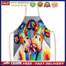 Oil Paint Cattle Print Kitchen Linen Apron Waterproof Bibs Pinafore for Women