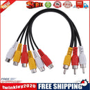 Black 25cm 3RCA Male Jack to 6RCA Female Plug Audio Video AV Adapter Cable